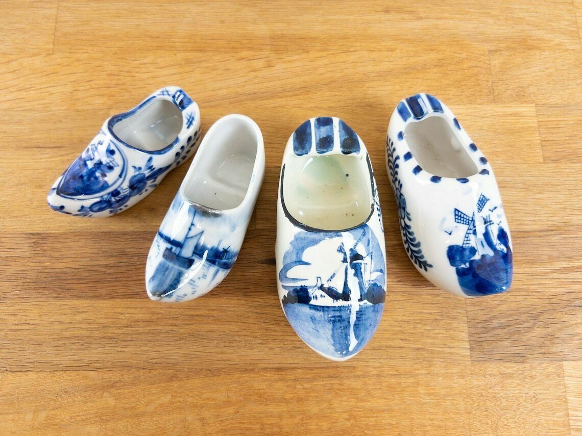 Delft Blue Ashtrays Porcelain Dutch Clogs Blue Delftware Made In Holland Netherland Souvenirs photo furniture