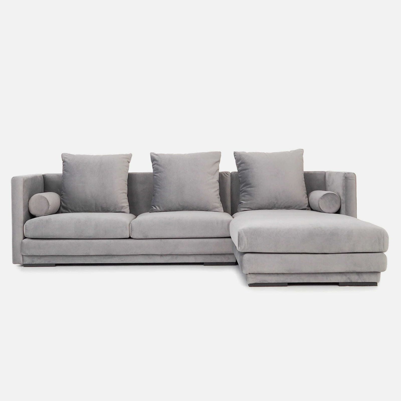 Corner Sofa Malmo Silver Velour, Scandinavian Design photo furniture