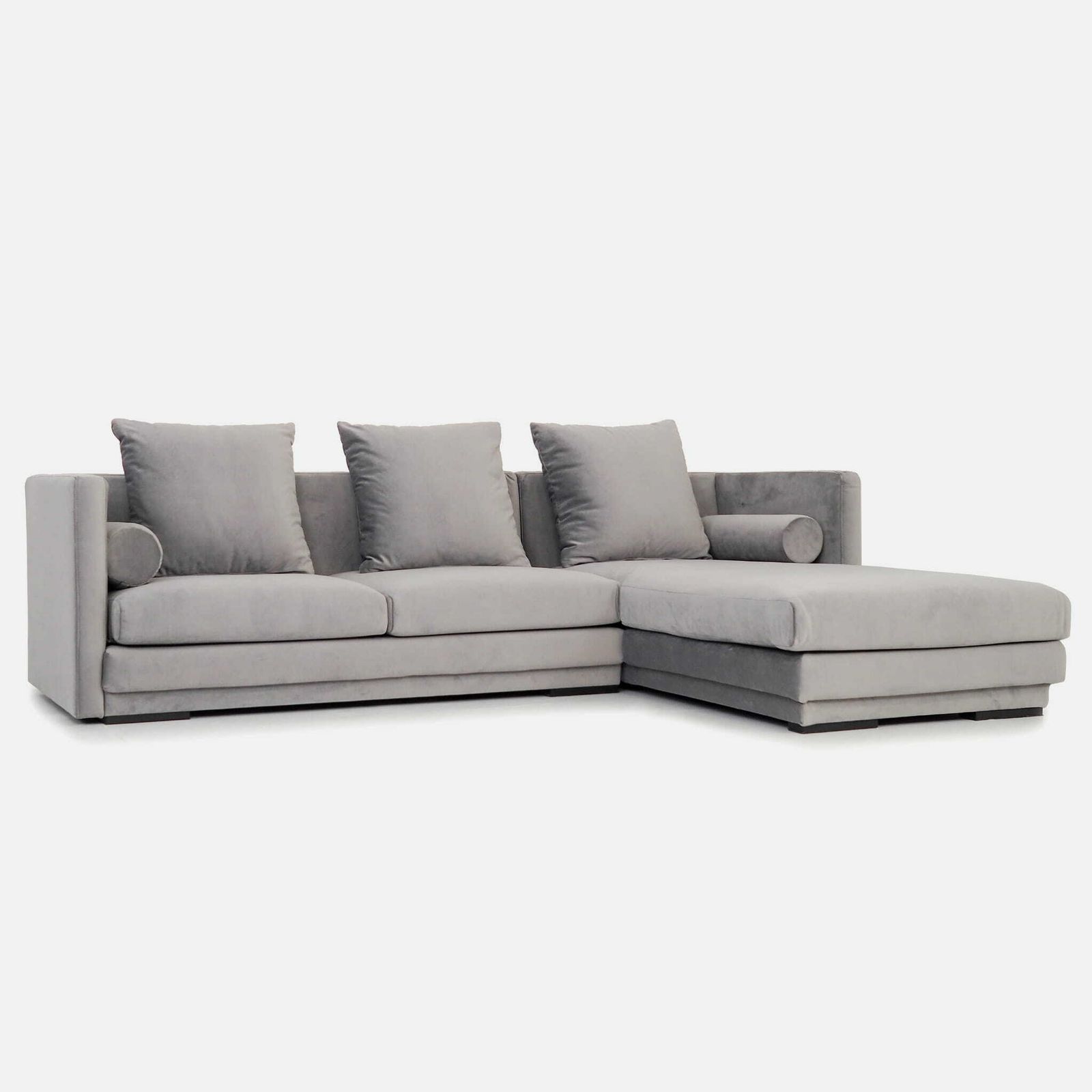Corner Sofa Malmo Silver Velour, Scandinavian Design photo for sale