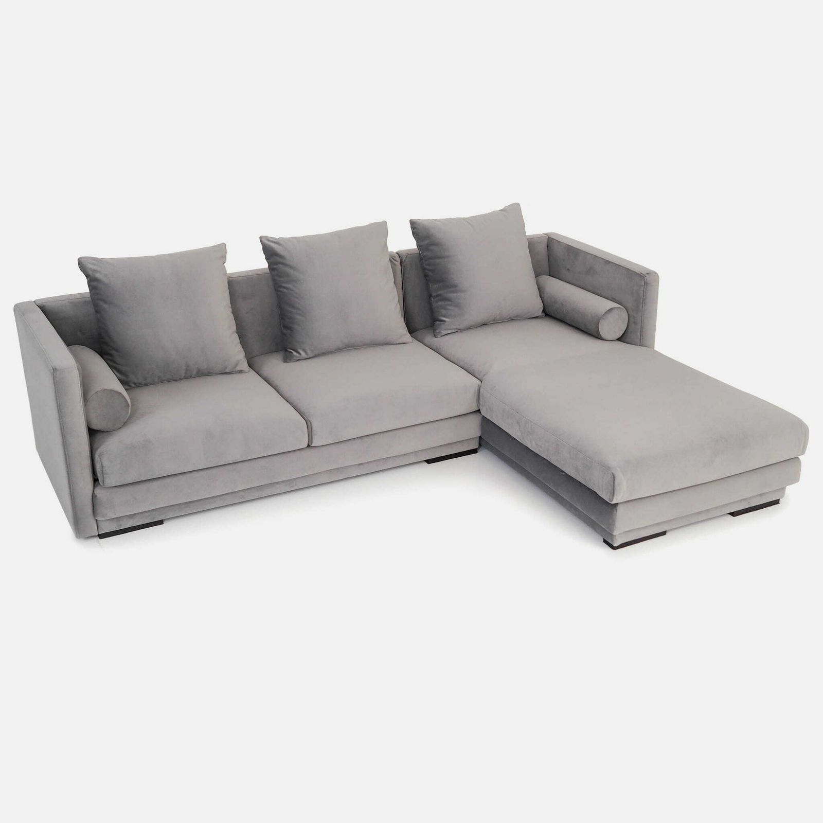 Corner Sofa Malmo Silver Velour, Scandinavian Design photo Furniture