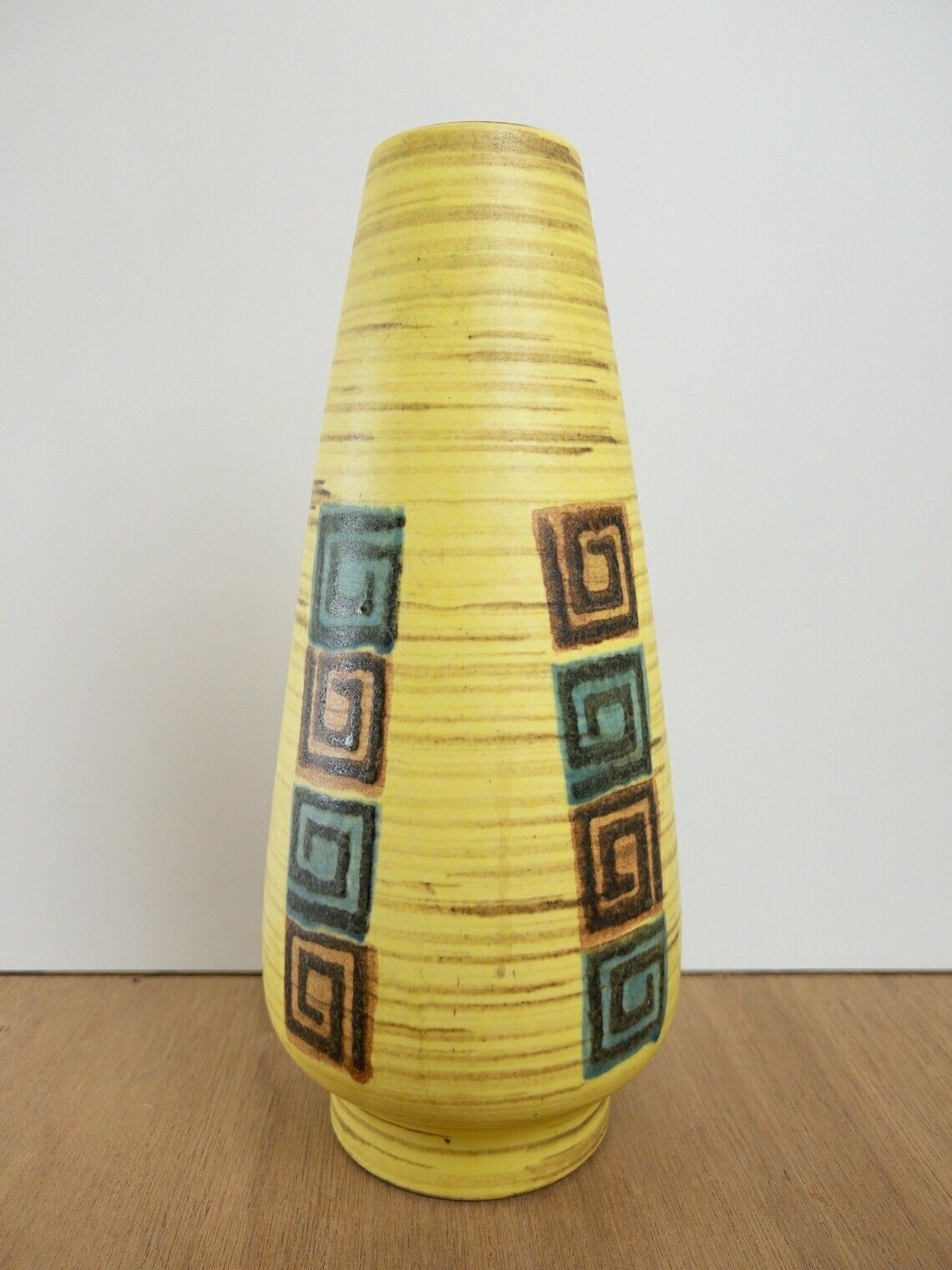photo for sale West German Pottery Vase, Dümler And Breiden, Yellow And Blue Tones, Mid Century Modern