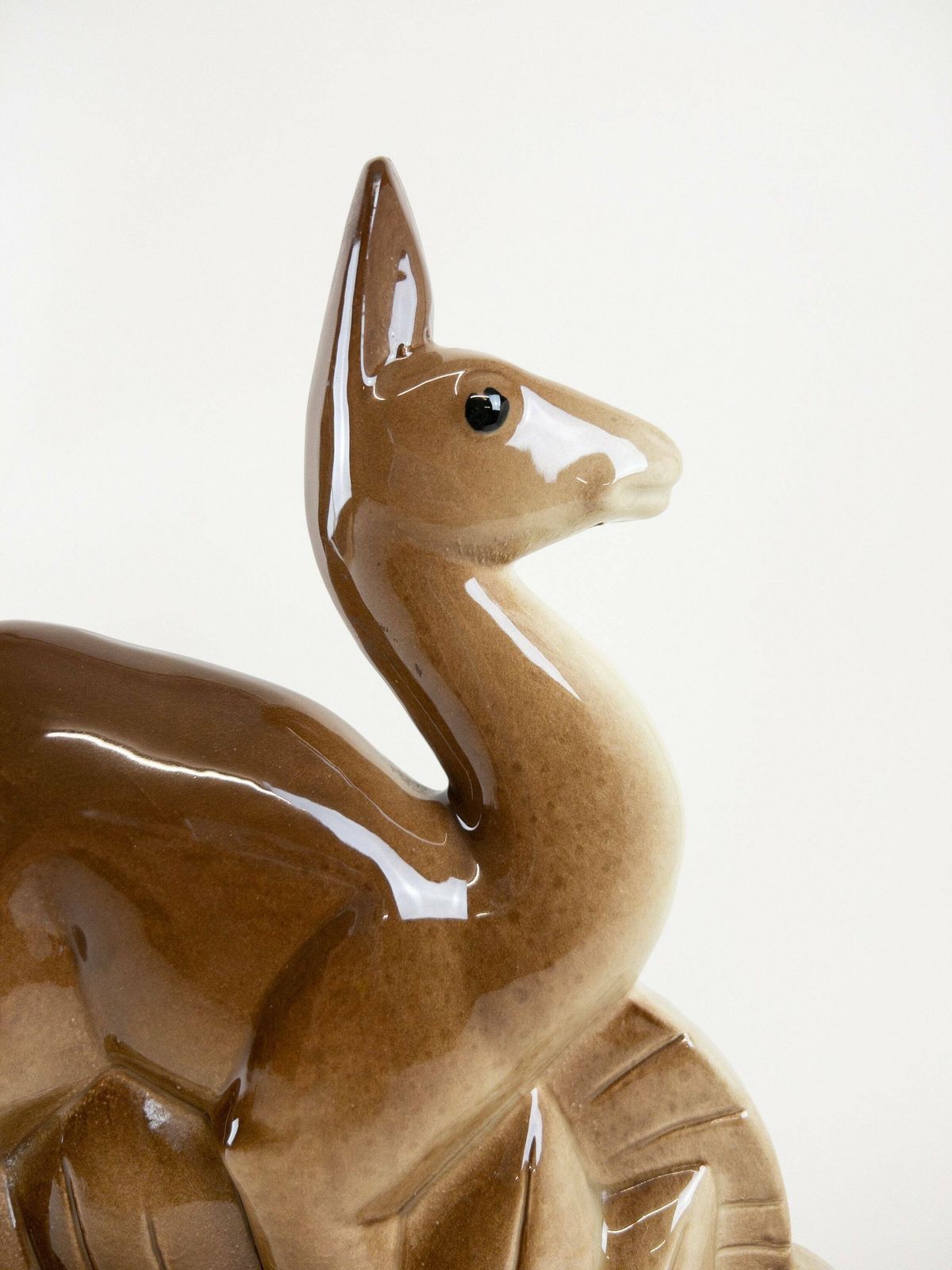 French Gazelle Figurine   Charles Lemanceau Gazelle Sculpture   Saint Clément Ceramics   1930s French Art Deco photo furniture