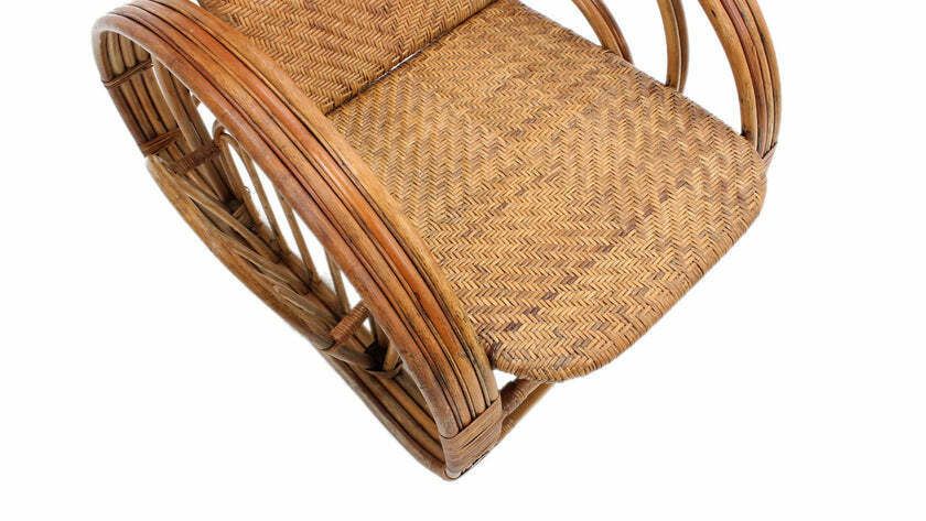 Italian Recliner Rattan Armchair 1950s photo furniture