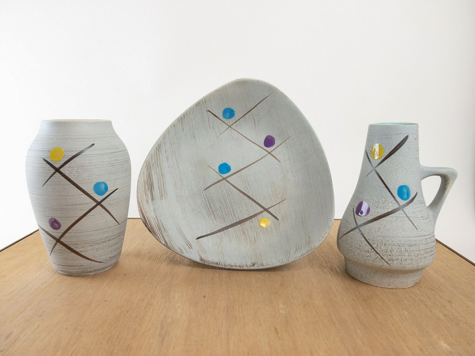 West German Pottery   Bay Keramik   Mid Century Ceramic Set   1960s Mid Century Ceramics Vases And Bowl photo furniture
