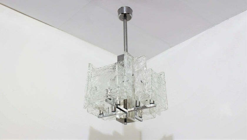 Murano Glass Pendant Chandelier Mazzega 1970s
