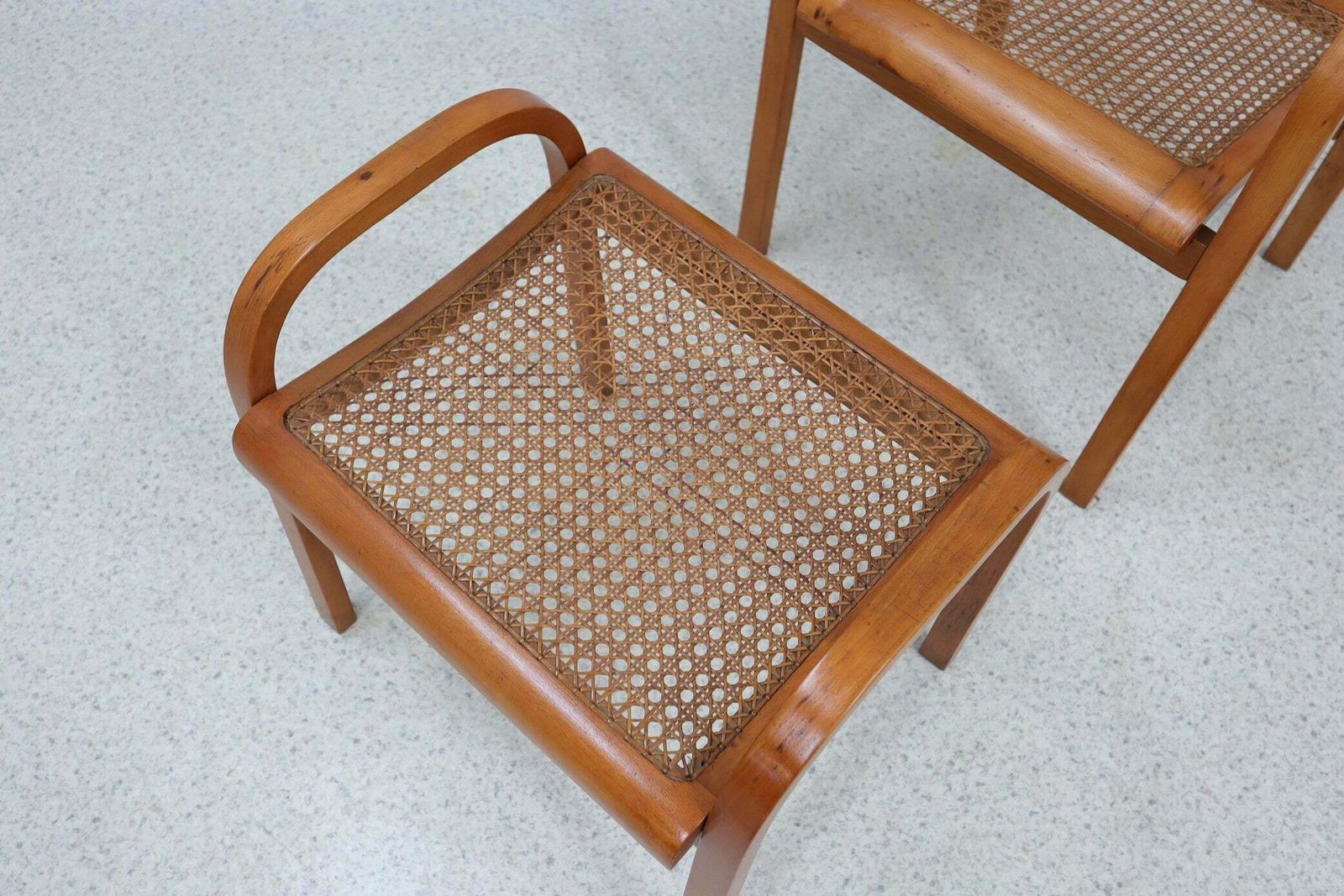 Mid Century Vienna Straw Set 1940s, Bench + Armchair photo vintage
