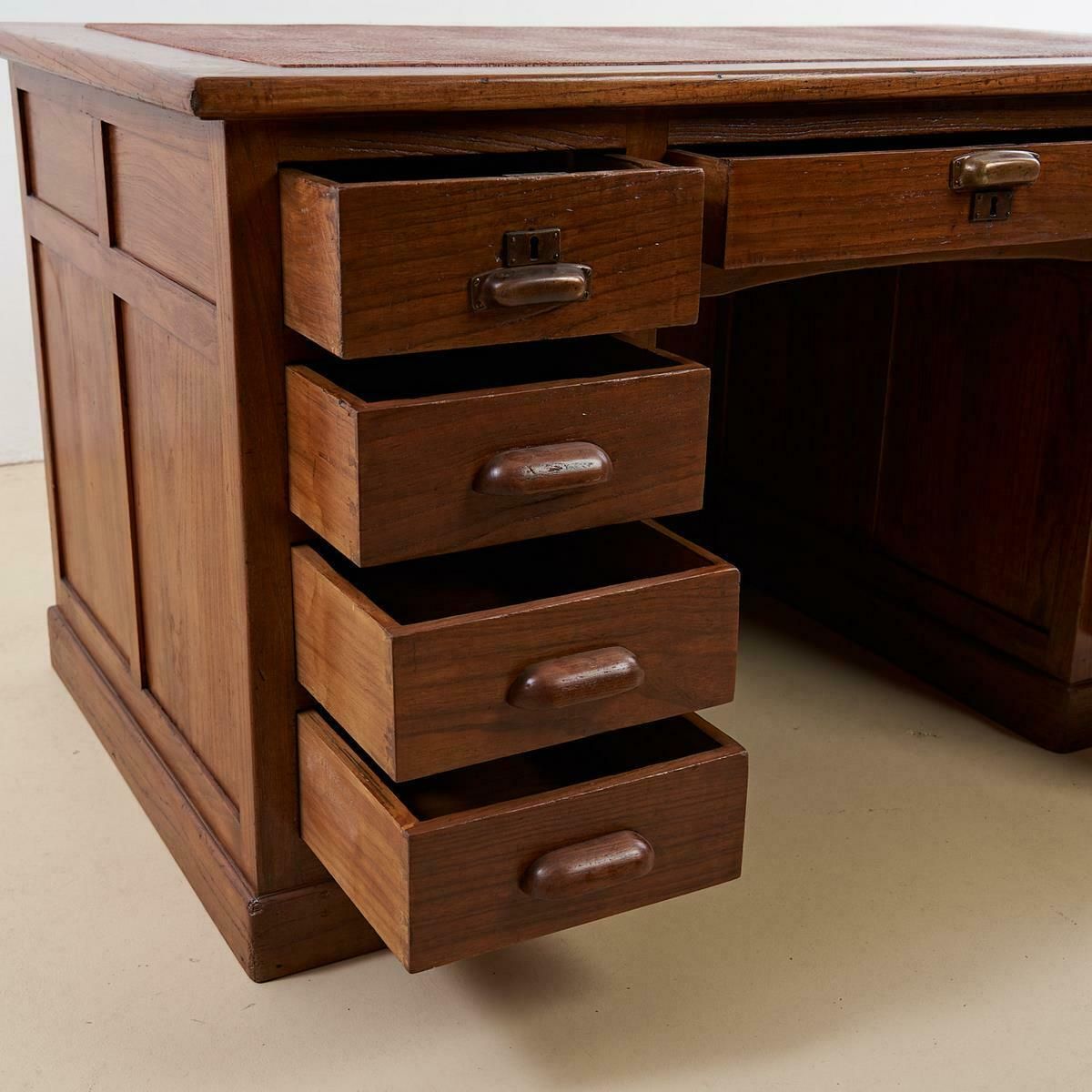 Nine Drawer Desk With Genuine Leather Top (Crocodile Effect) photo buy