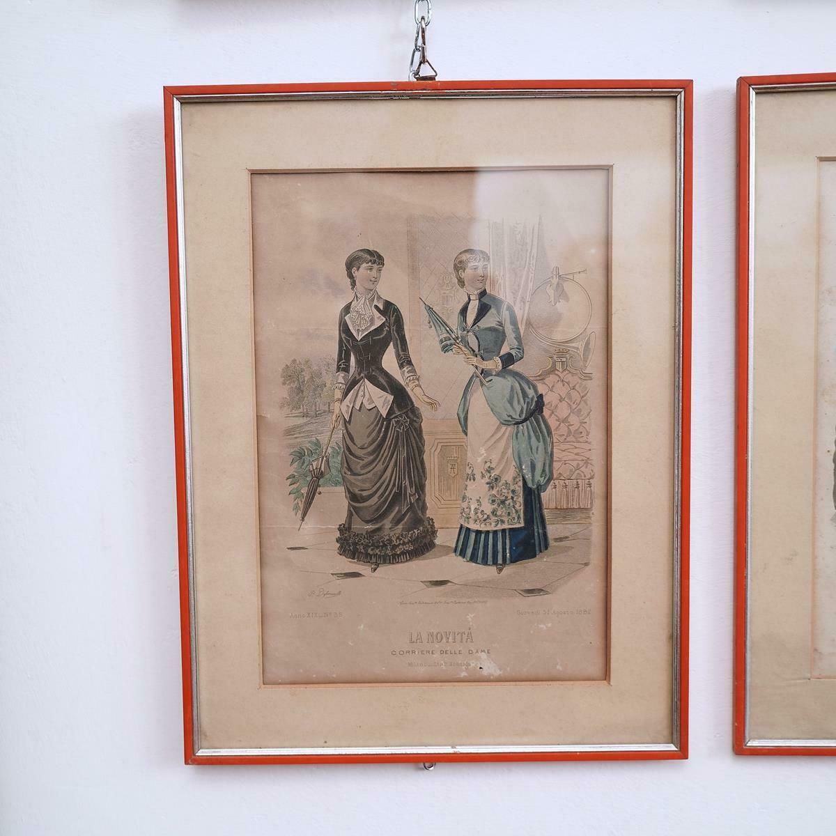 photo vinterior Watercolor Xilography Paintings From The 19th Century 12pcs