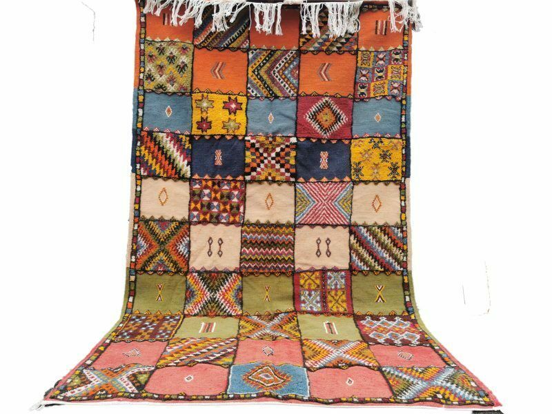photo for sale No Custom Fee/ Handmade Large Colourful Moroccan Berber Rug. Camel Wool Carpet 8.2×4.9 Ft