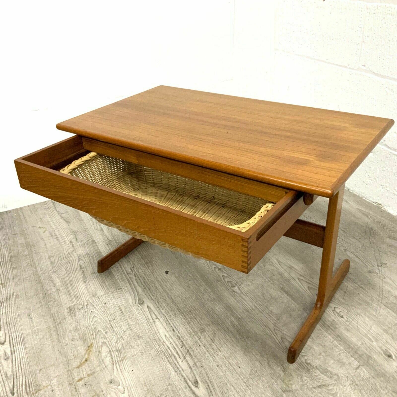 Danish Teak Sewing Table With Basket By Kia Kristiansen For Vilbjorg Mobelfrabik photo furniture