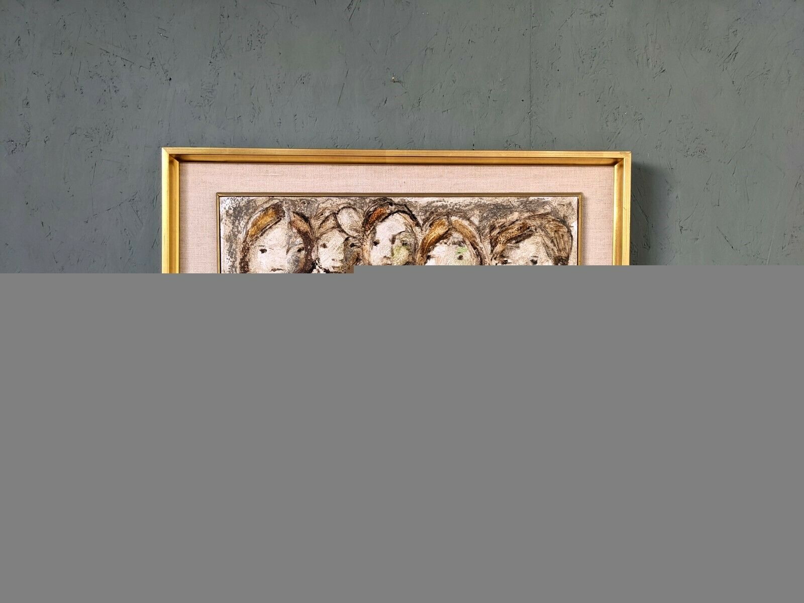 Mid Century Modern Swedish Framed Figurative Oil Painting, 'The Children' photo vinterior
