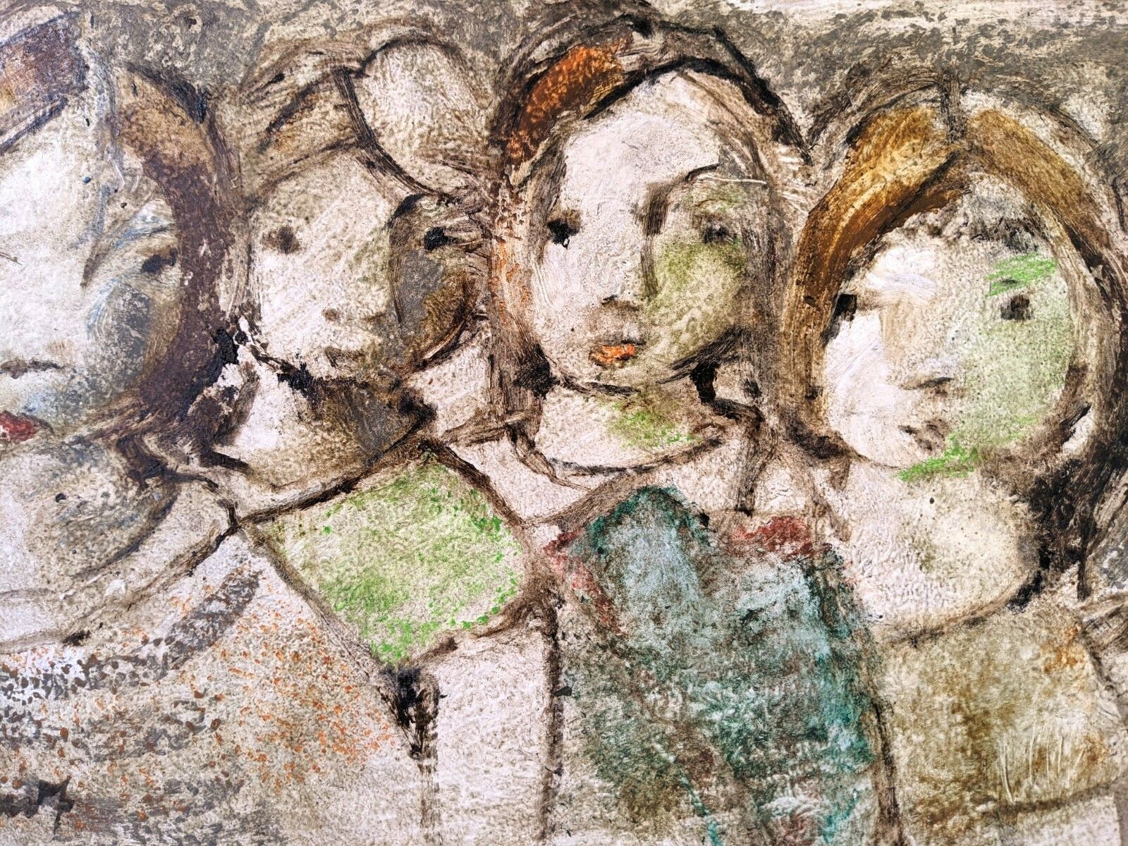 Mid Century Modern Swedish Framed Figurative Oil Painting, 'The Children' photo buy