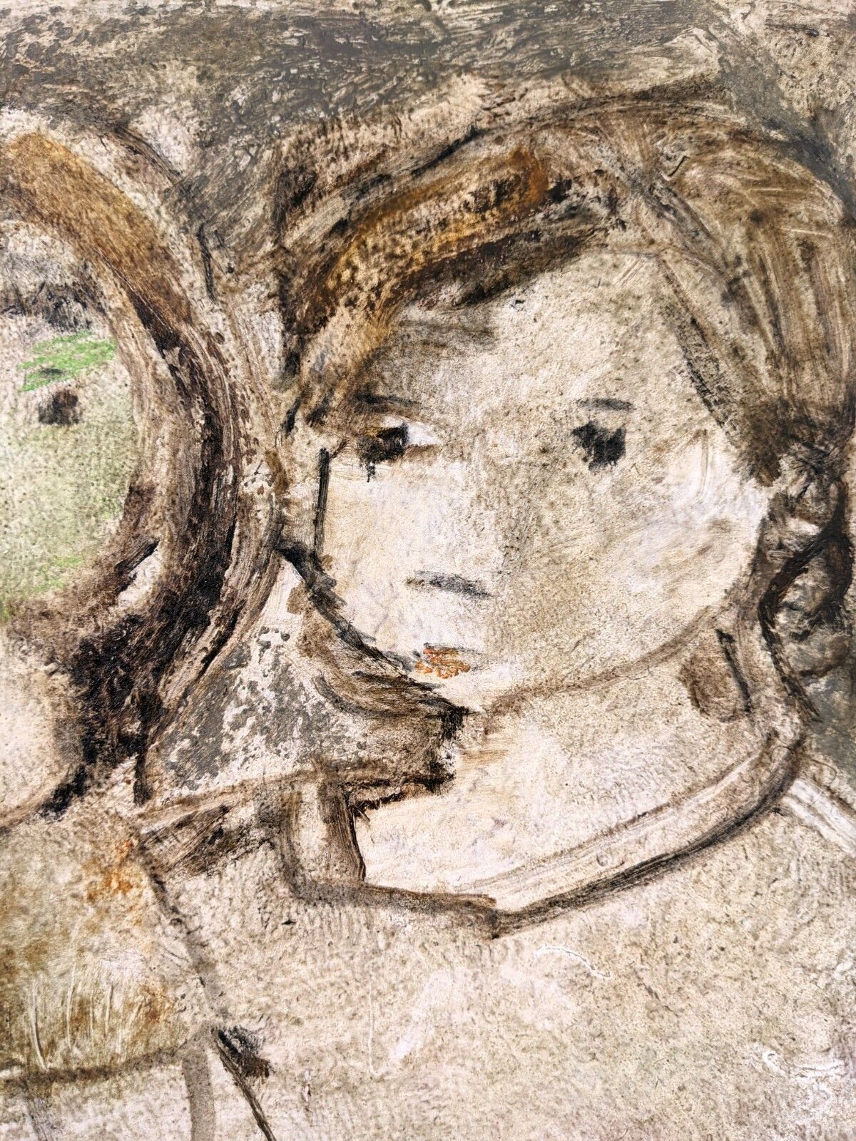 Art Mid Century Modern Swedish Framed Figurative Oil Painting, 'The Children' photo