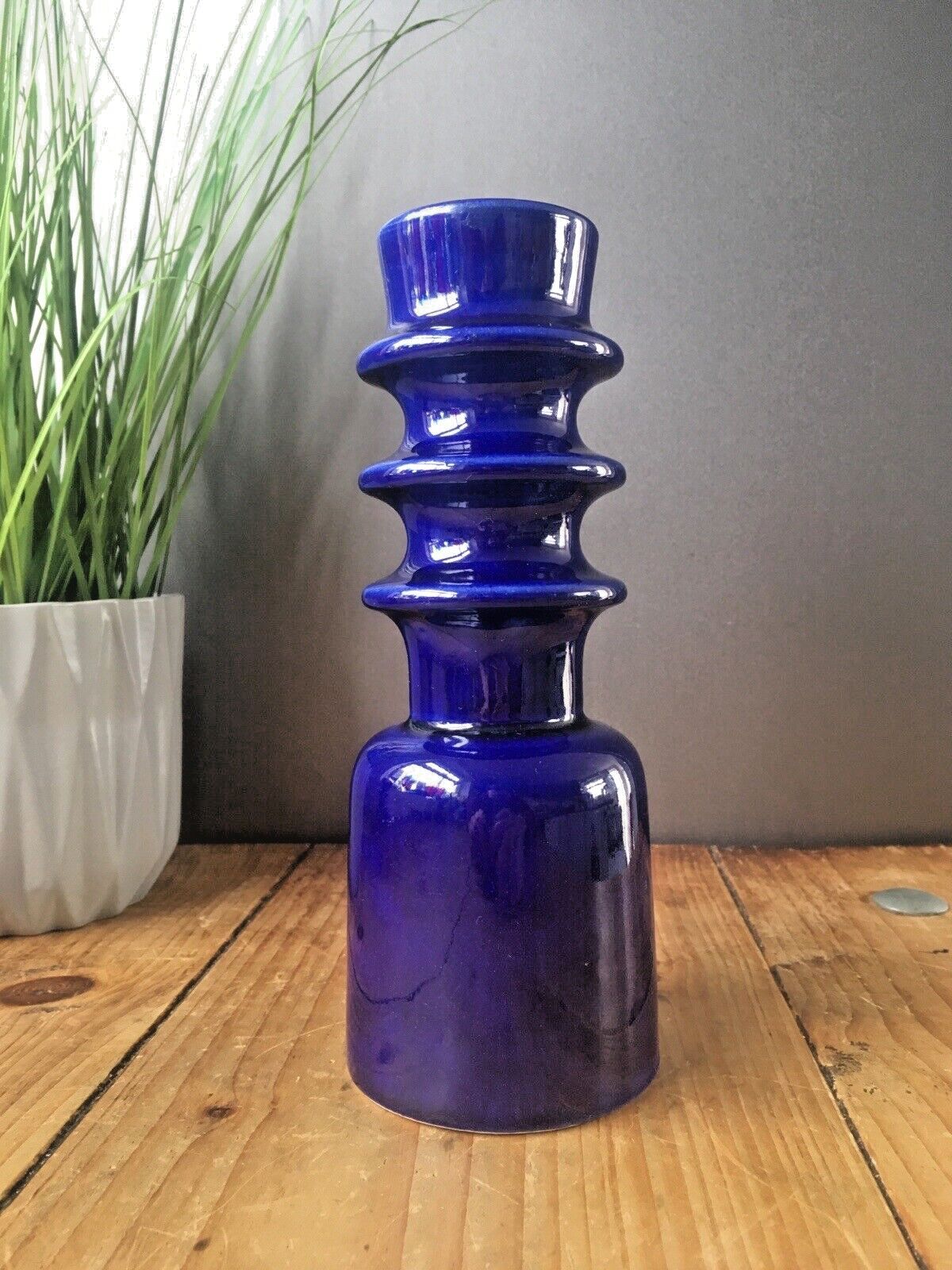 Rare Mid Century Modern 60's Hooped Scandi Style Cari Zalloni Steuler Keramik Candlestick Candle Holder 204/20 photo Home Decor