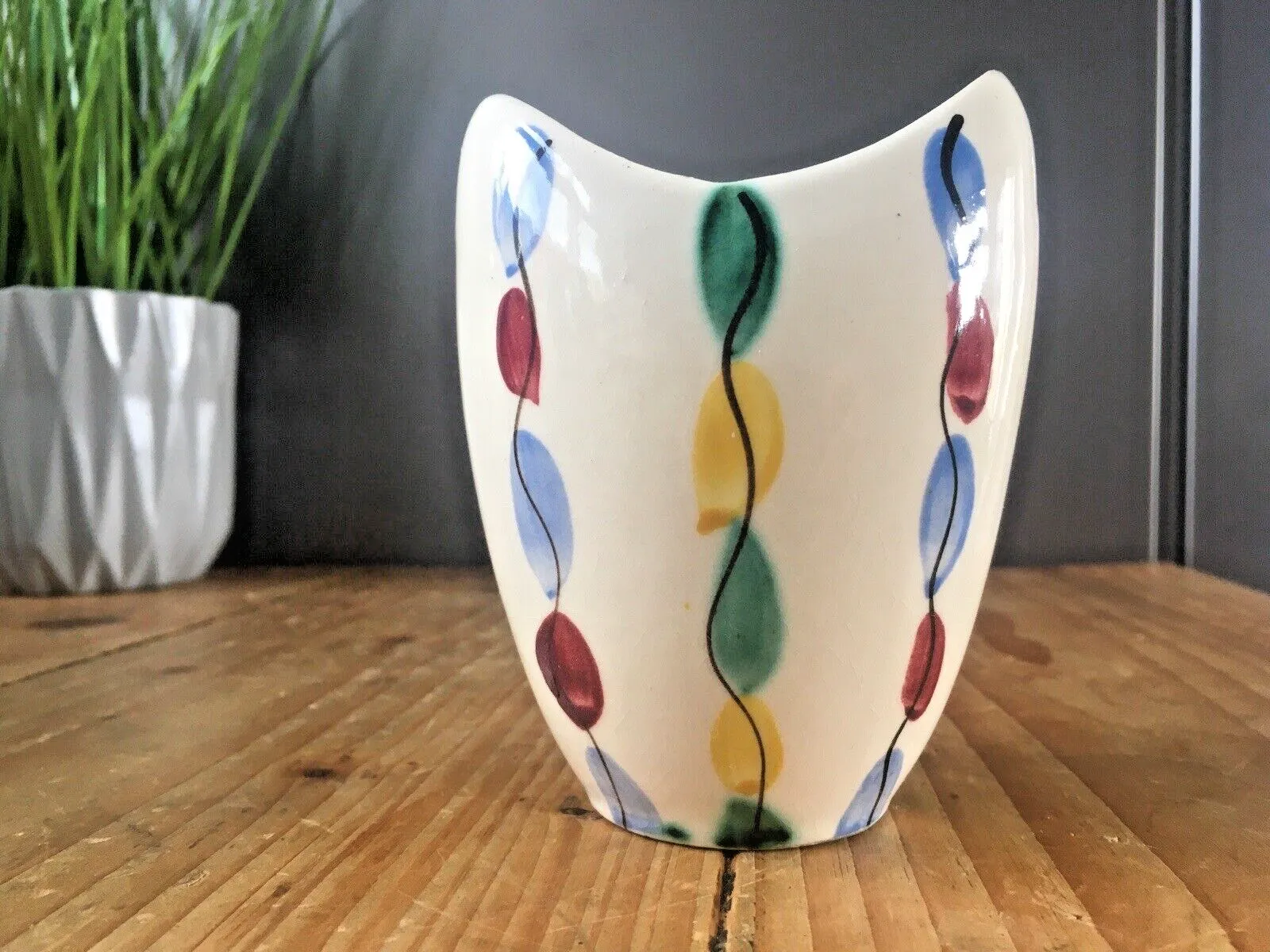 Mid Century Italian Pottery Multicoloured Abstract Vase Fratelli Fanciullacci photo furniture