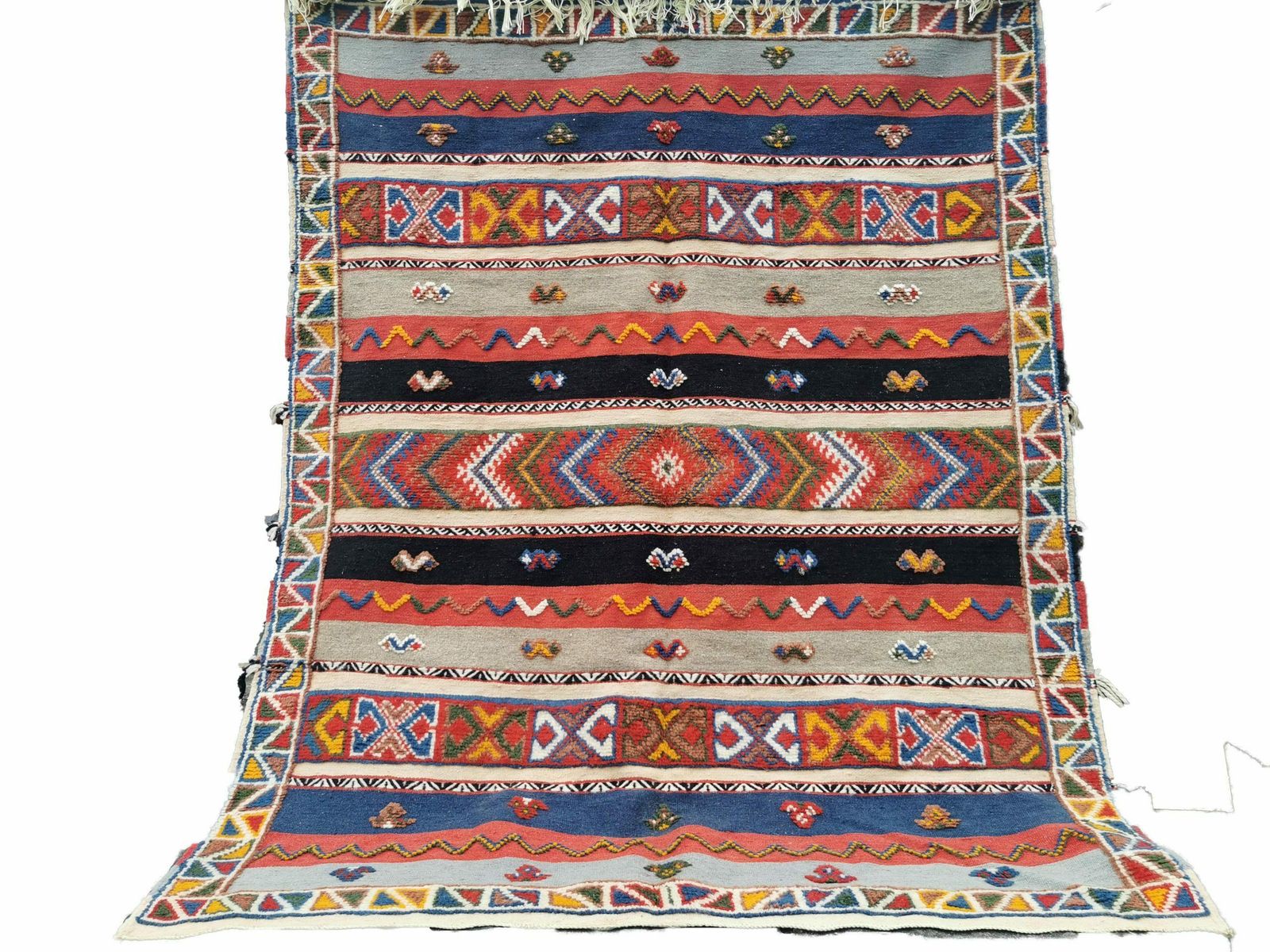 No Custom Fee/  Handmade Large Colourful Moroccan Berber Rug. Camel Wool Carpet