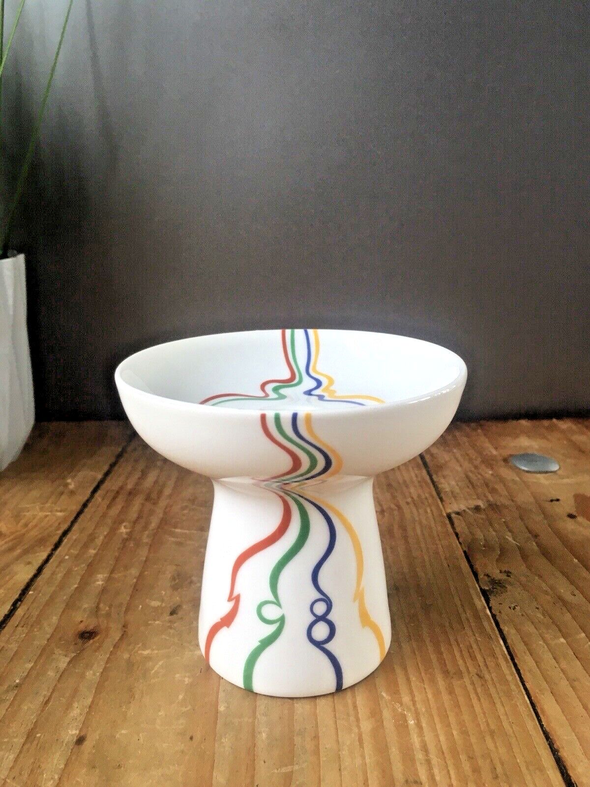 Retro 1981 Danish Royal Copenhagen Annual Candle Holder Striped Candlestick Mcm photo for sale