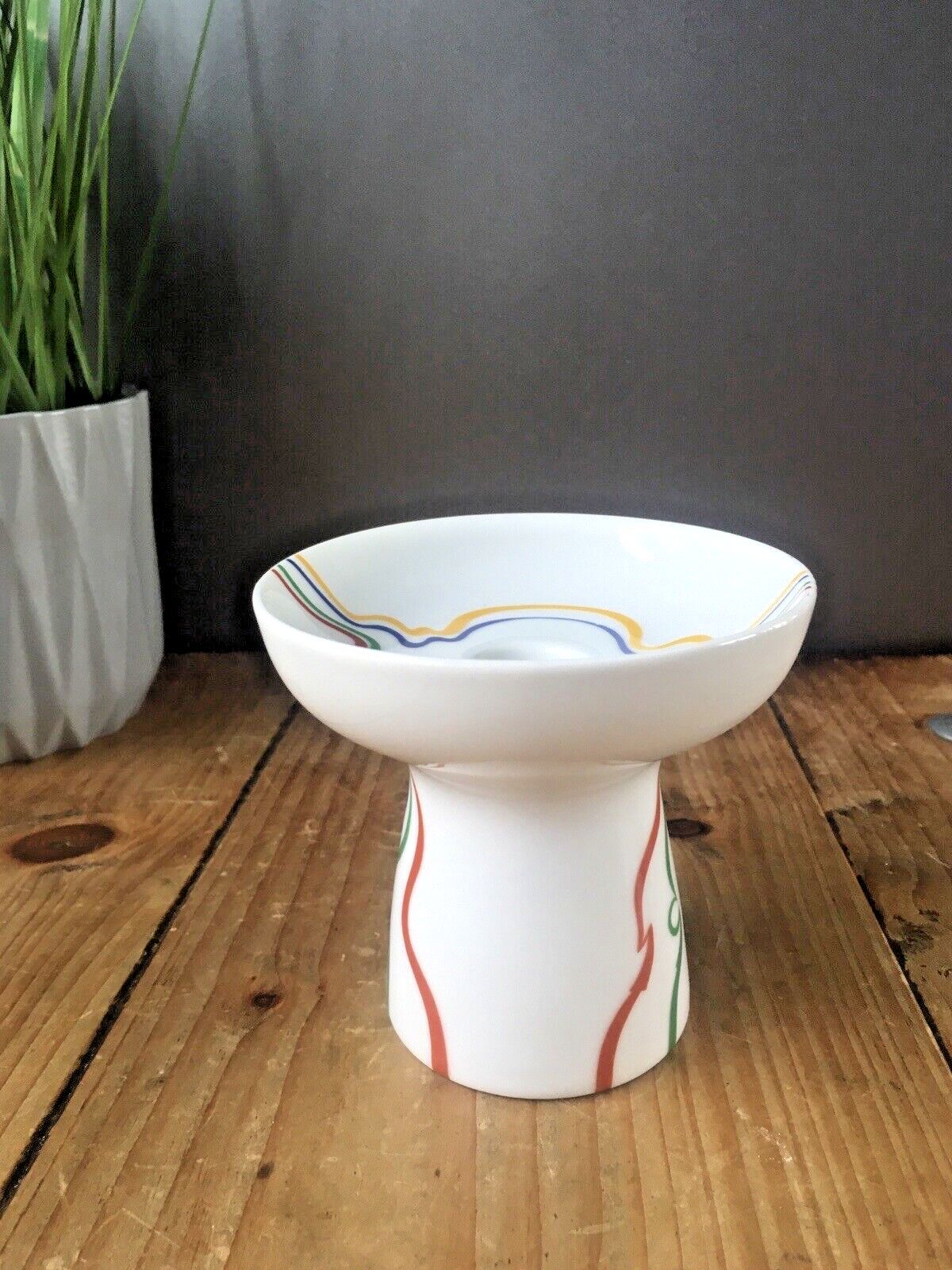 Retro 1981 Danish Royal Copenhagen Annual Candle Holder Striped Candlestick Mcm photo vinterior