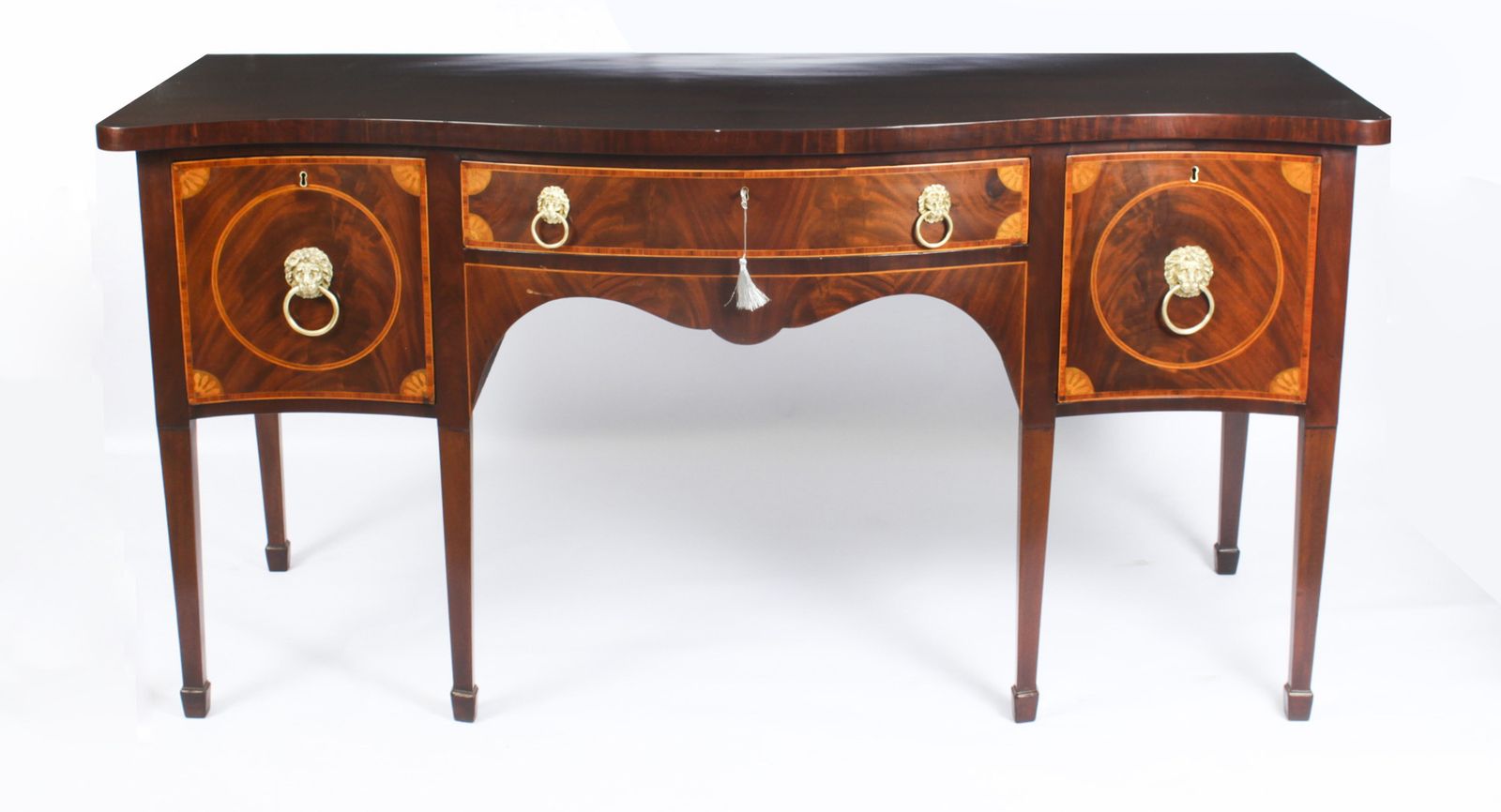 Antique George III Flame Mahogany Serpentine Sideboard 18th Century photo furniture