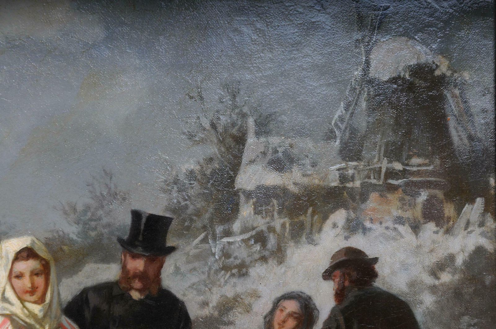 7227.0 Oil Painting Ice Skating Of A Princess, Germany, 19th Century photo