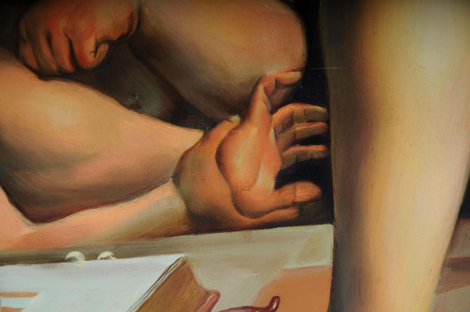 Monumental Oil Painting F. Mazzola, Called Parmigianino   Bow Carving Amor, Rare photo buy