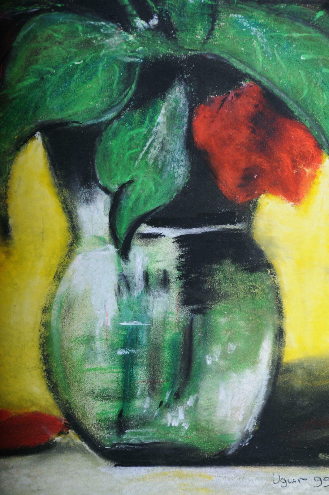 Art 20th Century Tulips Still Life "Ephemeral Beauty) Pastel On Paper, Signed Ugur photo