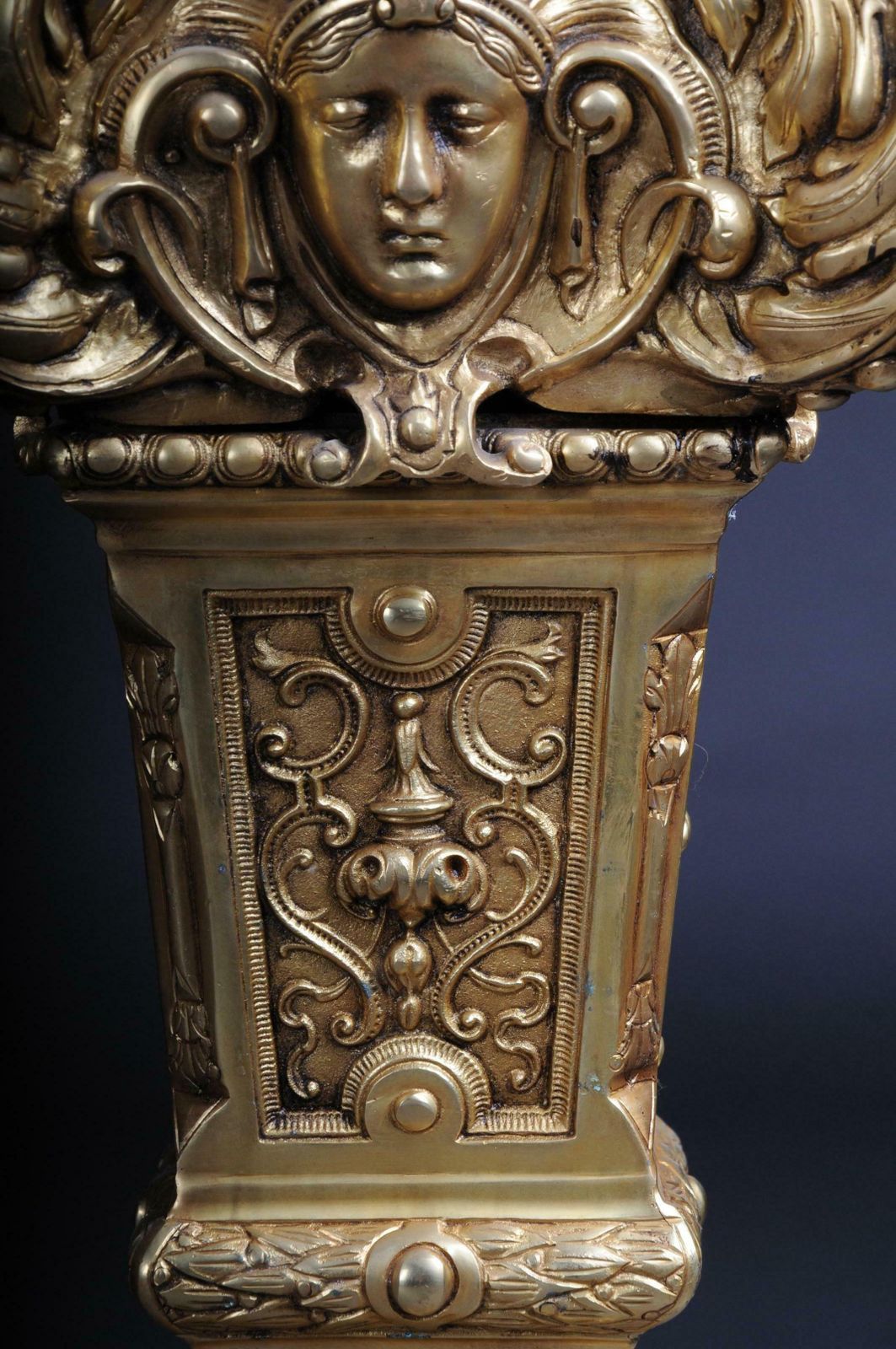 20th Century Massive Finely Engraved Bronze Pillar Or Column, Gold photo buy