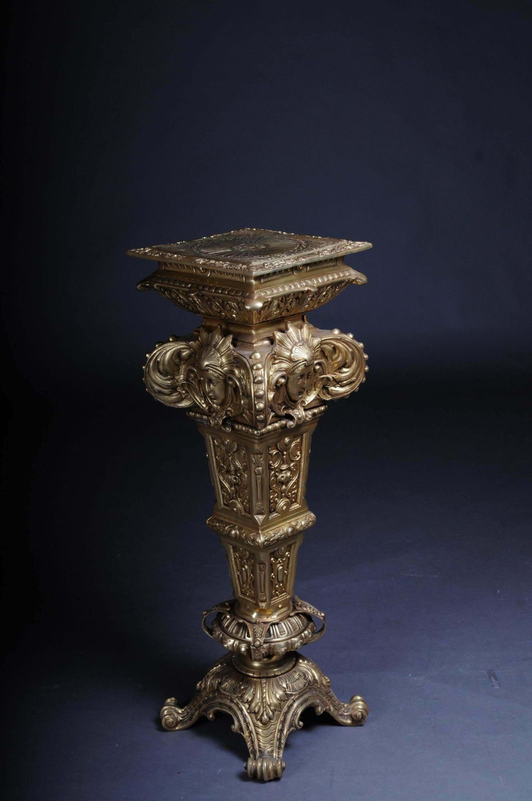 photo for sale 20th Century Massive Finely Engraved Bronze Pillar Or Column, Gold
