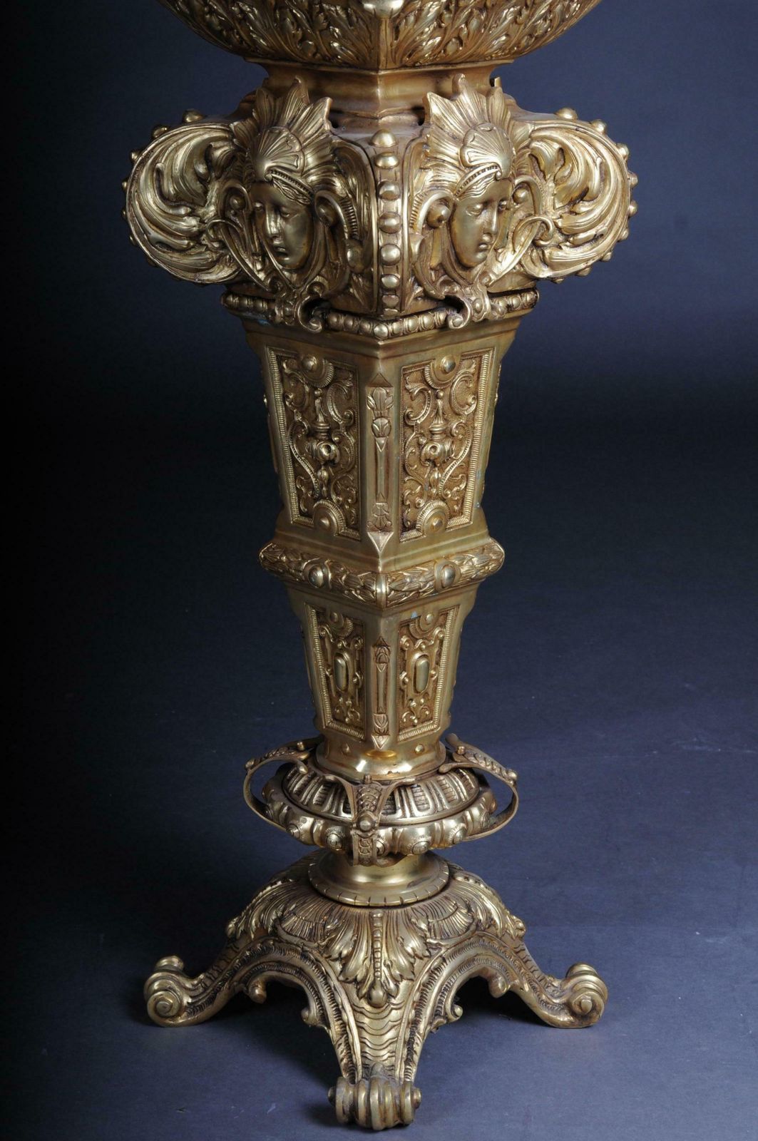 3064.0 20th Century Massive Finely Engraved Bronze Pillar Or Column, Gold photo