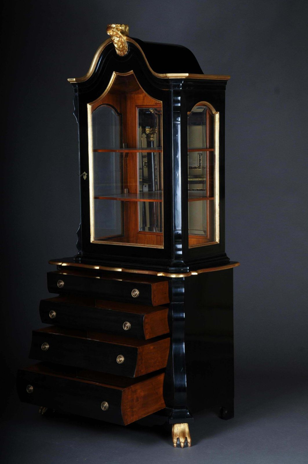 20th Century Baroque Style Designer Display Cabinet, Black / Gold photo for sale