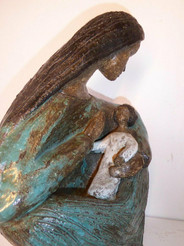 Large Ceramic Art Sculpture By Odette Dijeux For Namur, Belgium, 1950s photo vintage