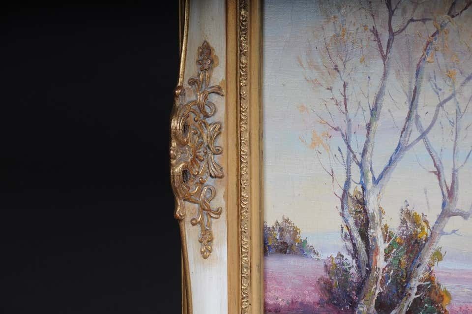 Oil Painting Idyllic Autumn Landscape Signed, 20th Century photo for sale