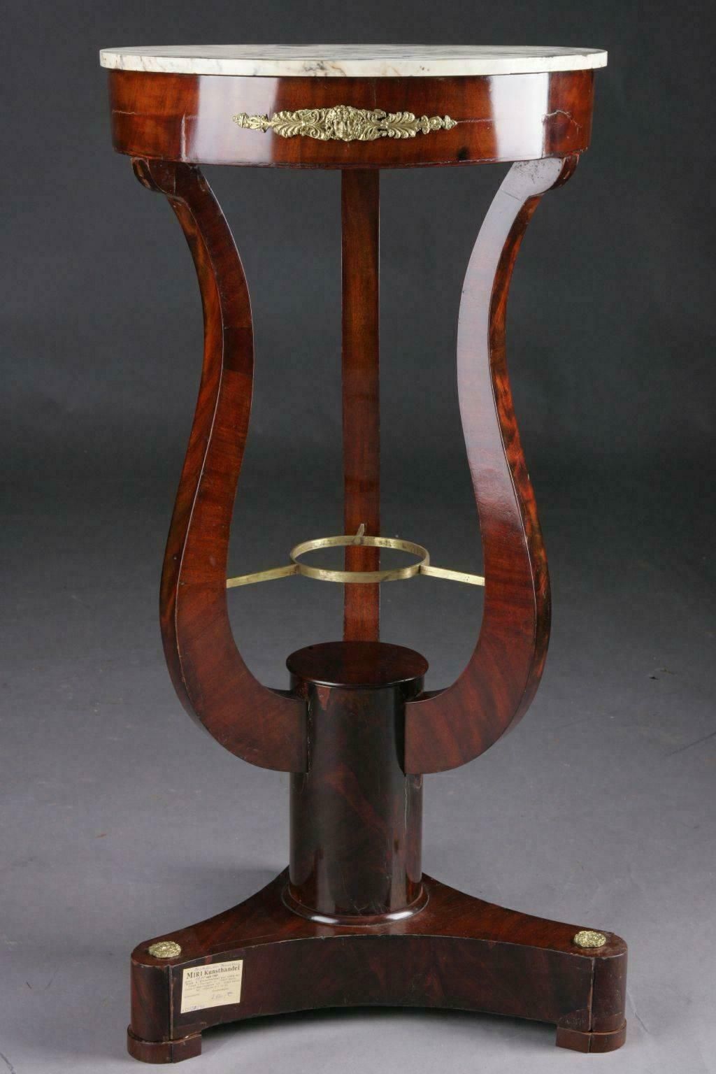 19th Century Empire France Lyra Shaped Curly Legs Side Tables, Circa 1815 photo furniture