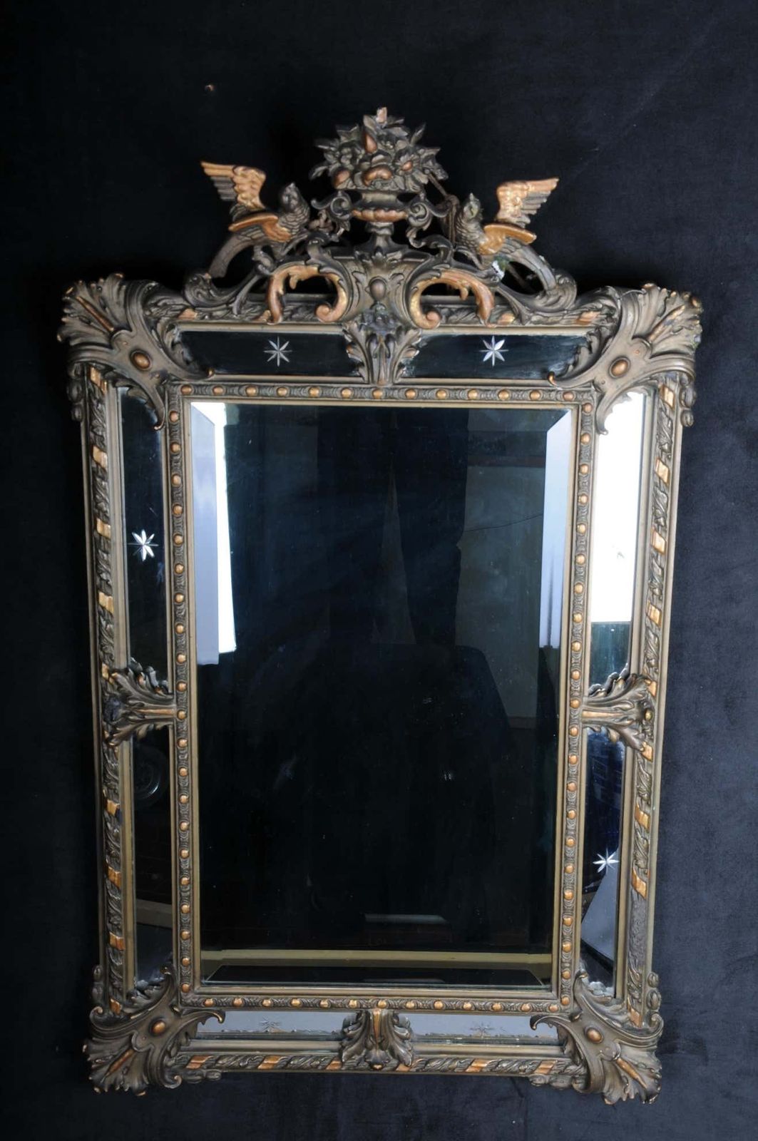 19th Century Antique Historicism Mirror, Around 1870, Gilded photo furniture