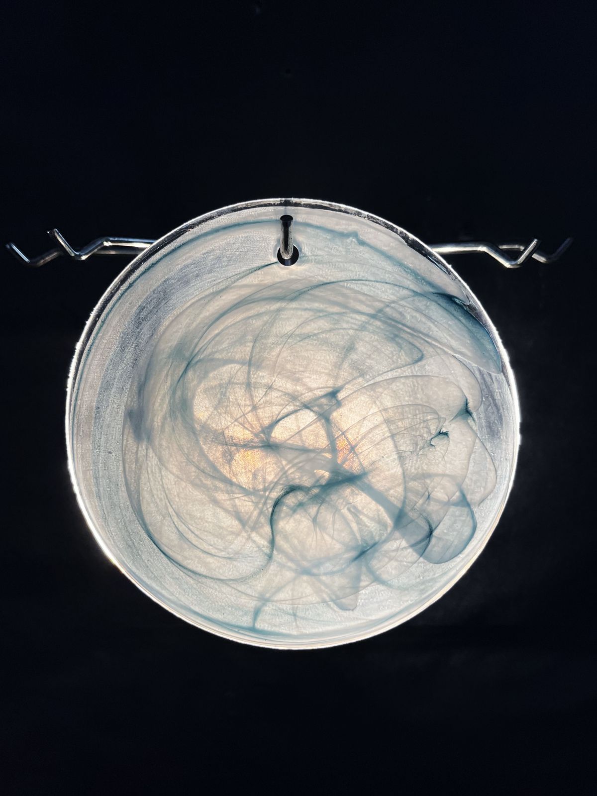 photo vintage High Quality Murano Chandelier Space Age   57 Blue Albaster Iridescent Glasses