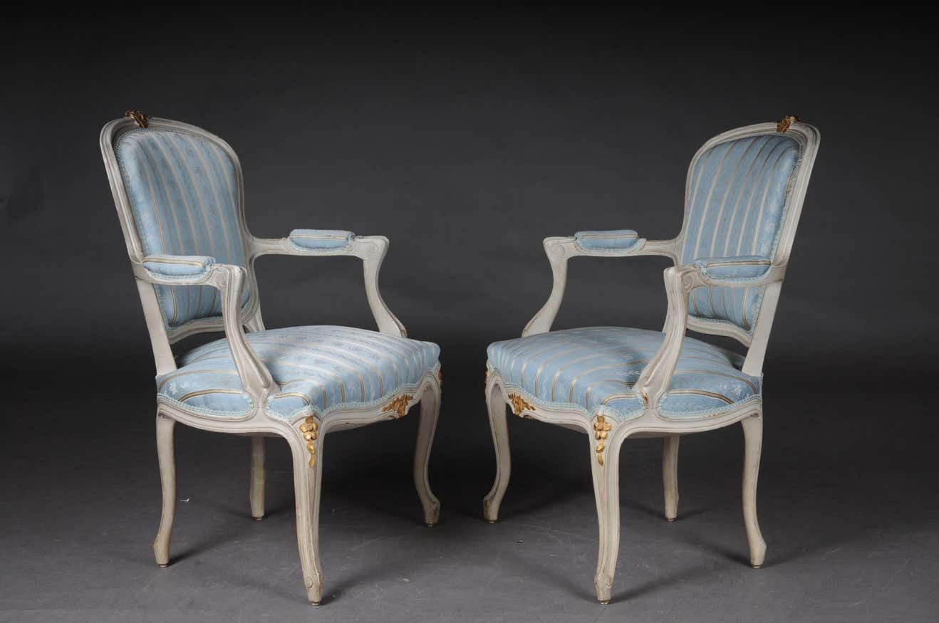 photo buy Pair Of French Armchairs Louis XV Chairs, 20th Century