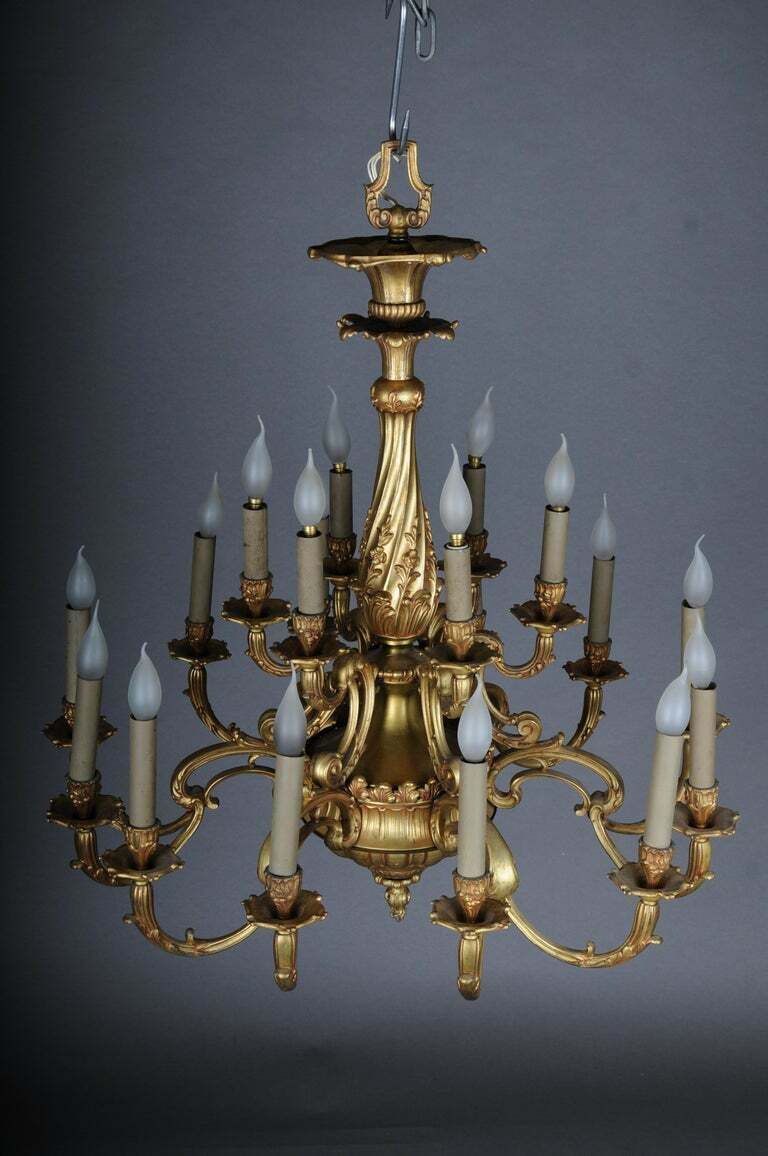 19th Century Ceiling Chandelier France Around 1890 Gold Bronze photo for sale