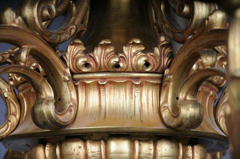 photo furniture 19th Century Ceiling Chandelier France Around 1890 Gold Bronze