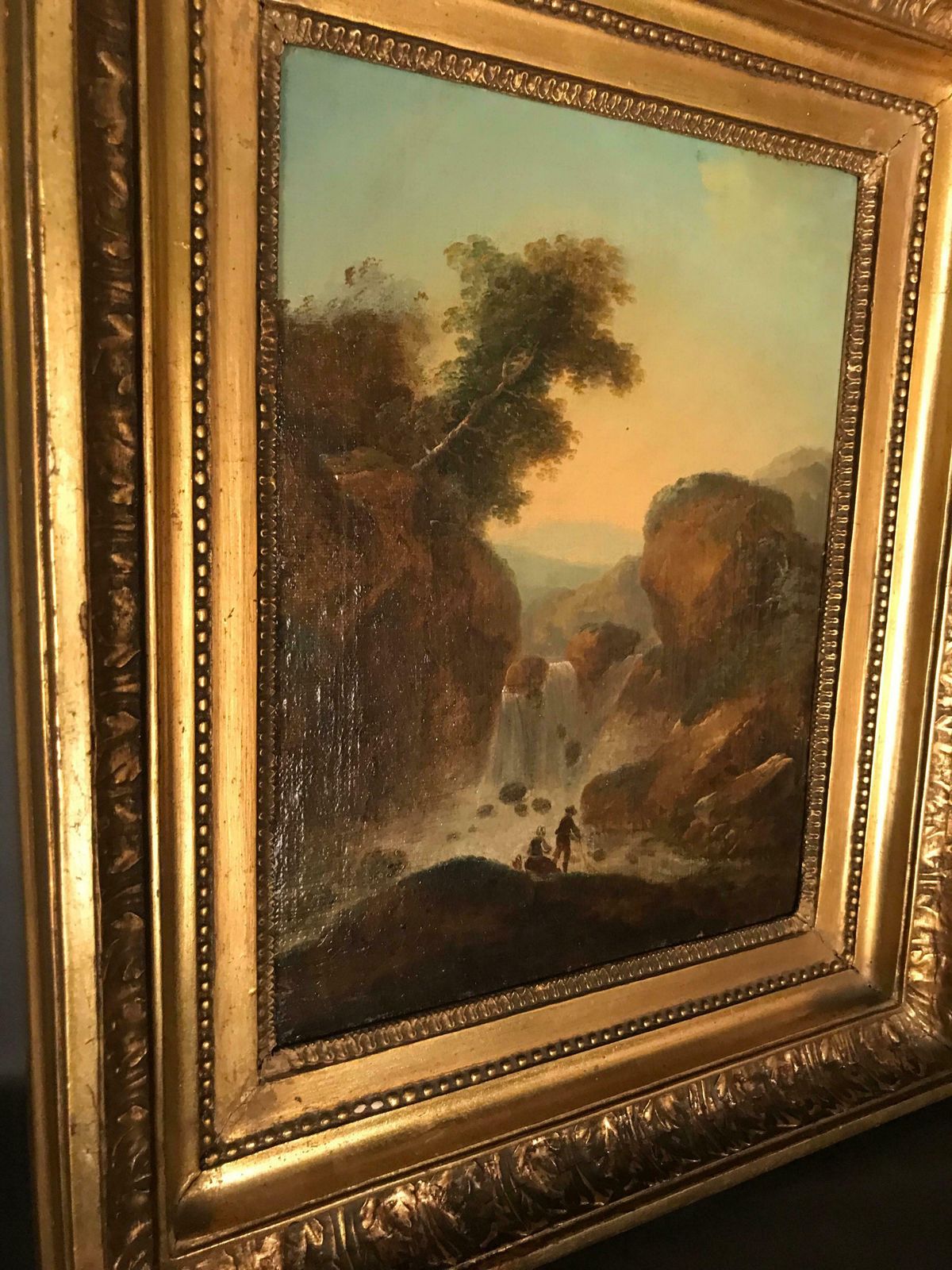 Oil Painting Waterfall In The Roman Mountains, 18th Century photo Art