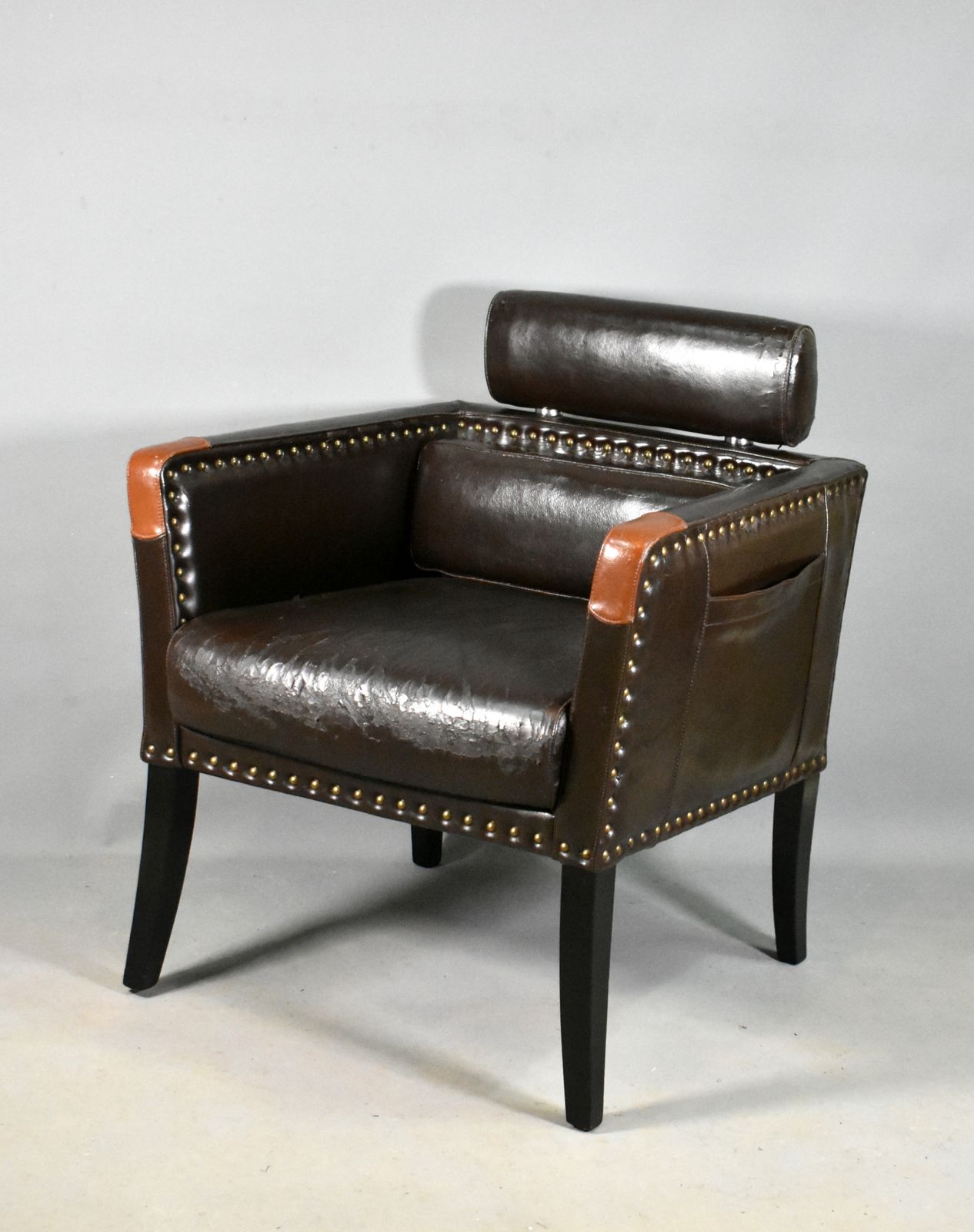 French Mid Century Lounge Chair In Leatherette photo for sale