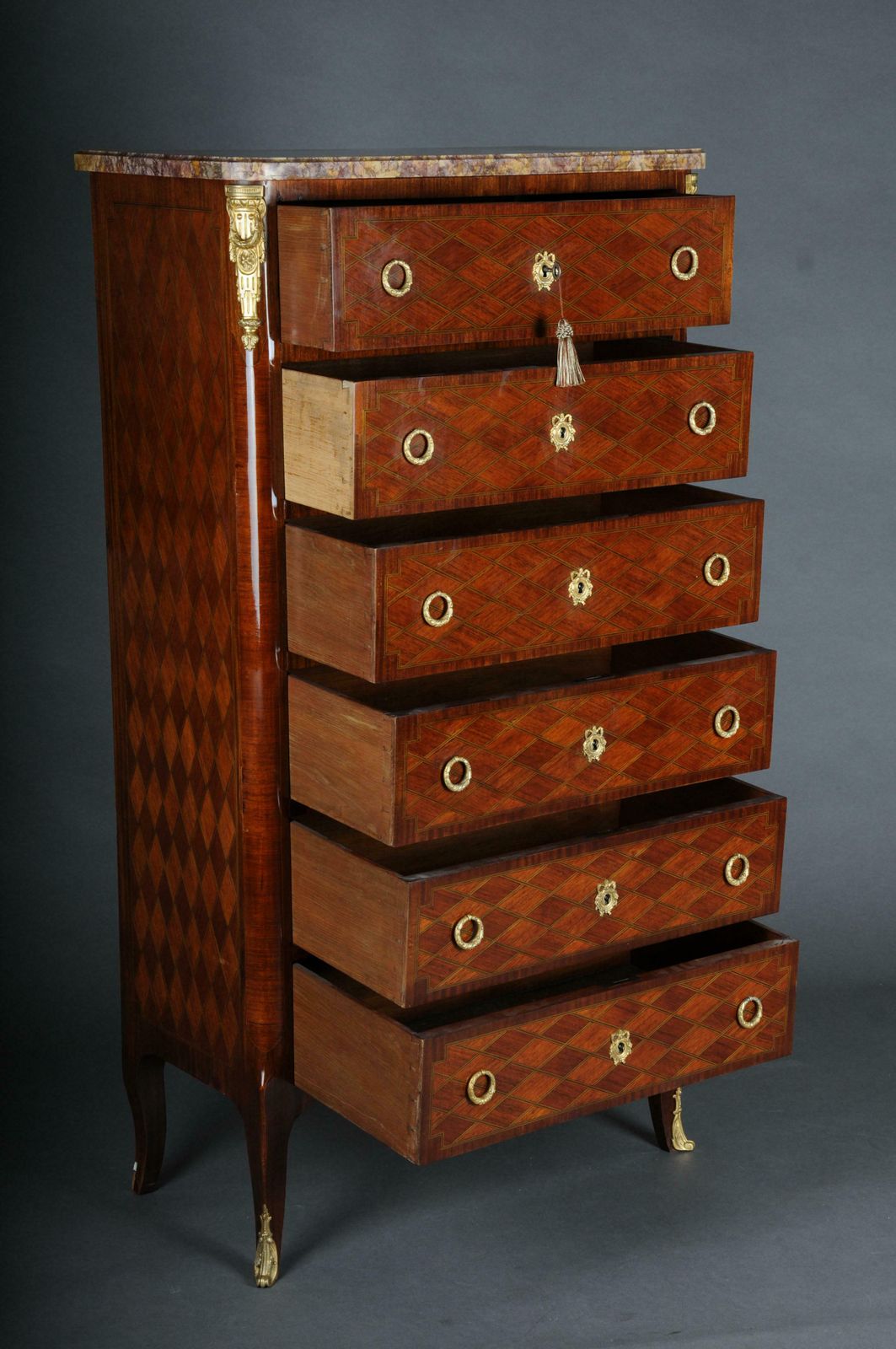 photo for sale 19th Century Beautiful High Chest Of Drawers / Chiffoniere, Louis XVI/Transition