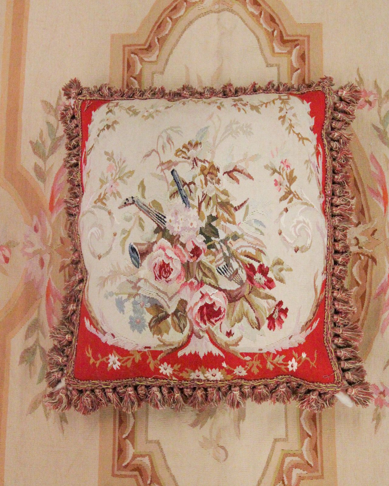 Vintage Wool Aubusson Cushion Cover Floral Scatter Pillow Cover 50x55cm
