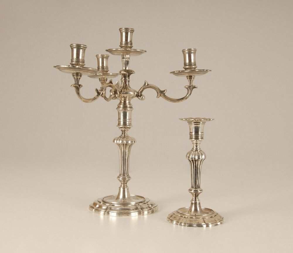 18th Century Sterling Silver Italian Rococo Style Candelabra, Set Of 2