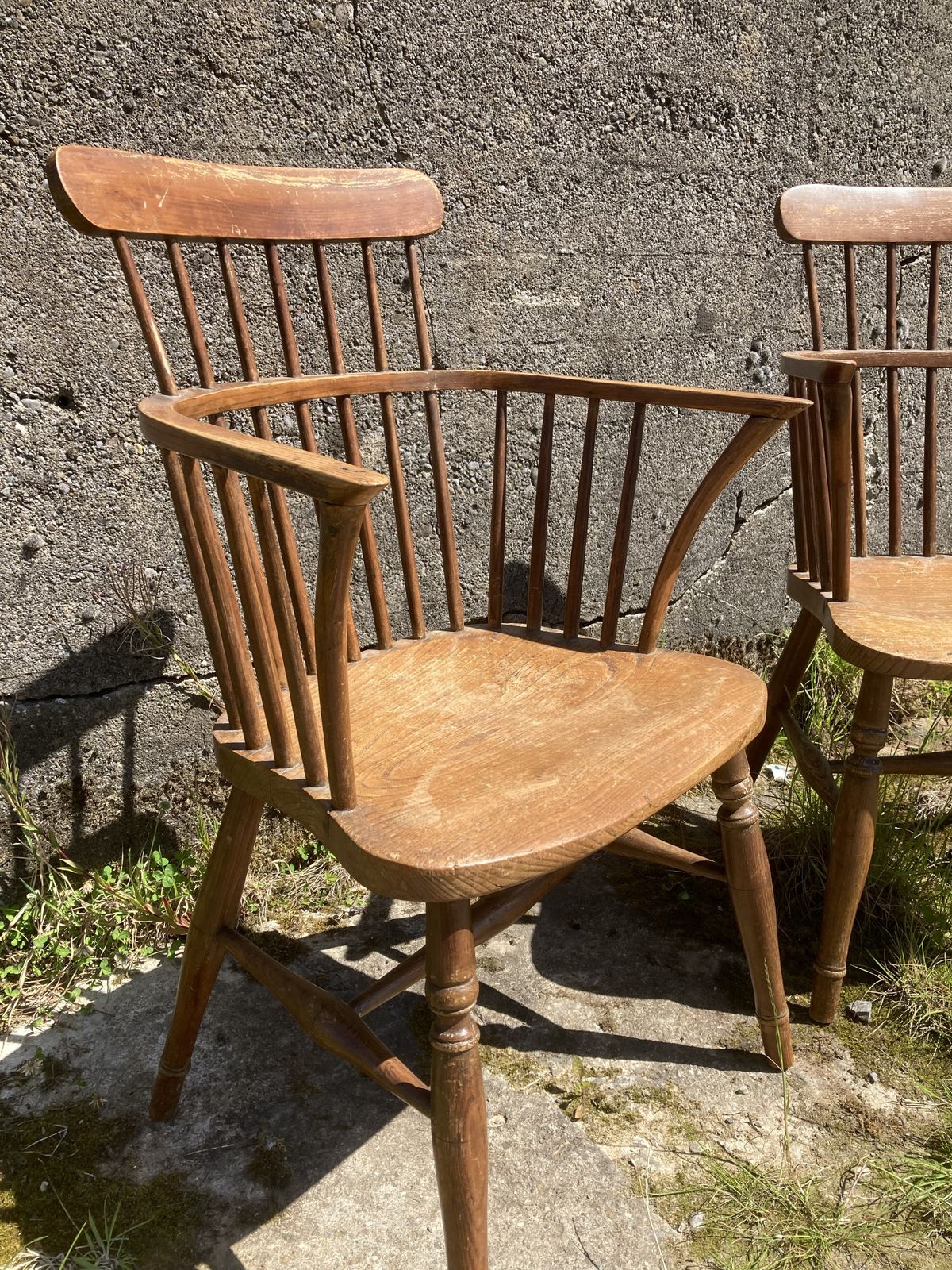 1840s Pair Of Windsor Comb Back Arm Chairs photo vintage