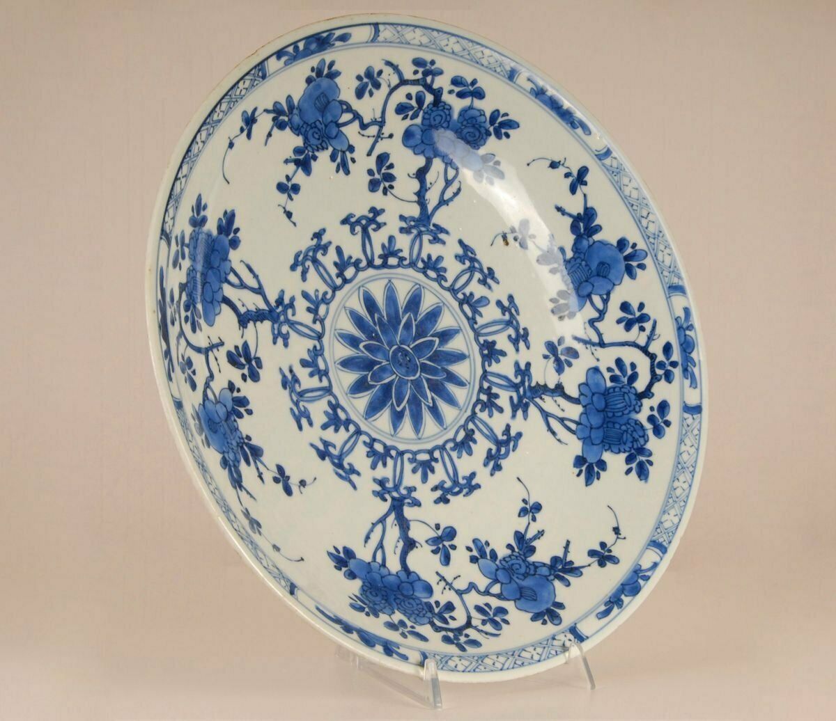 Antique Chinese Kangxi Period Blue & White Porcelain Charger Plate, 1600s photo furniture