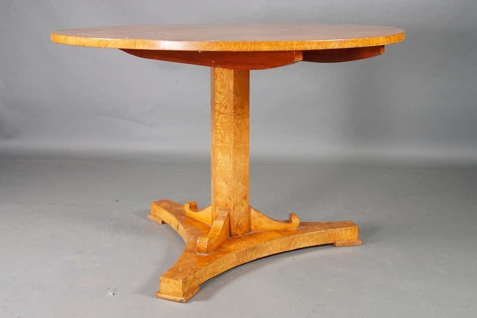 20th Century Round Folding Table In Biedermeier Style, Maple Root photo furniture