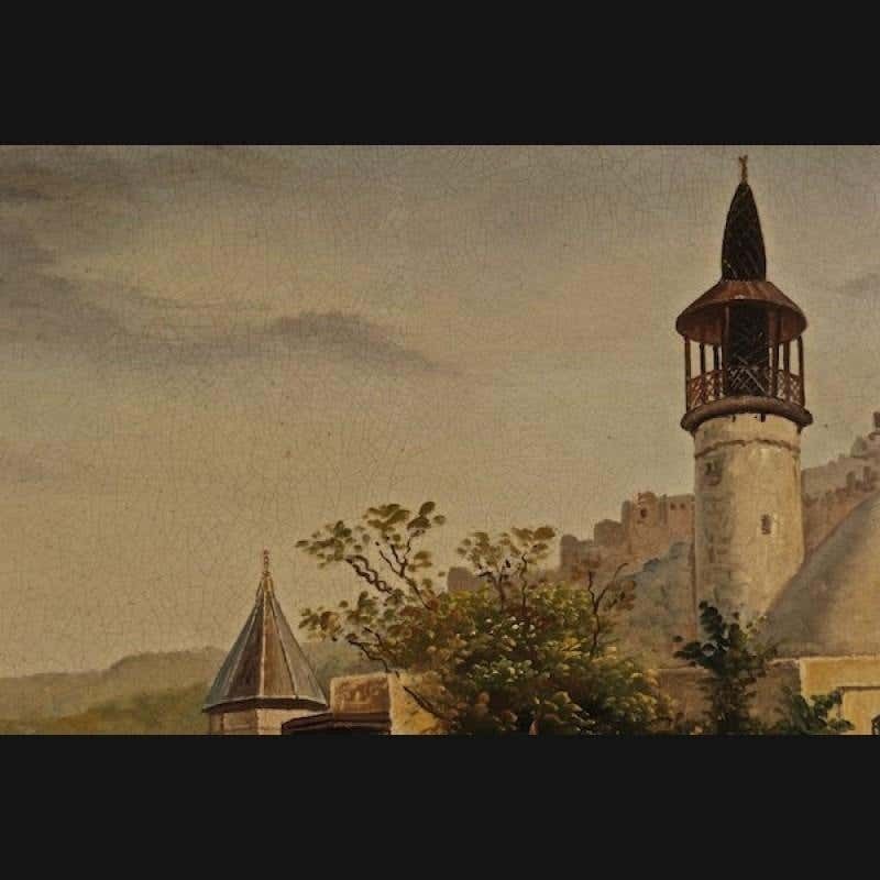 20th Century Oil Painting Oriental Scene Architecturally Finely Designed Mosque photo buy
