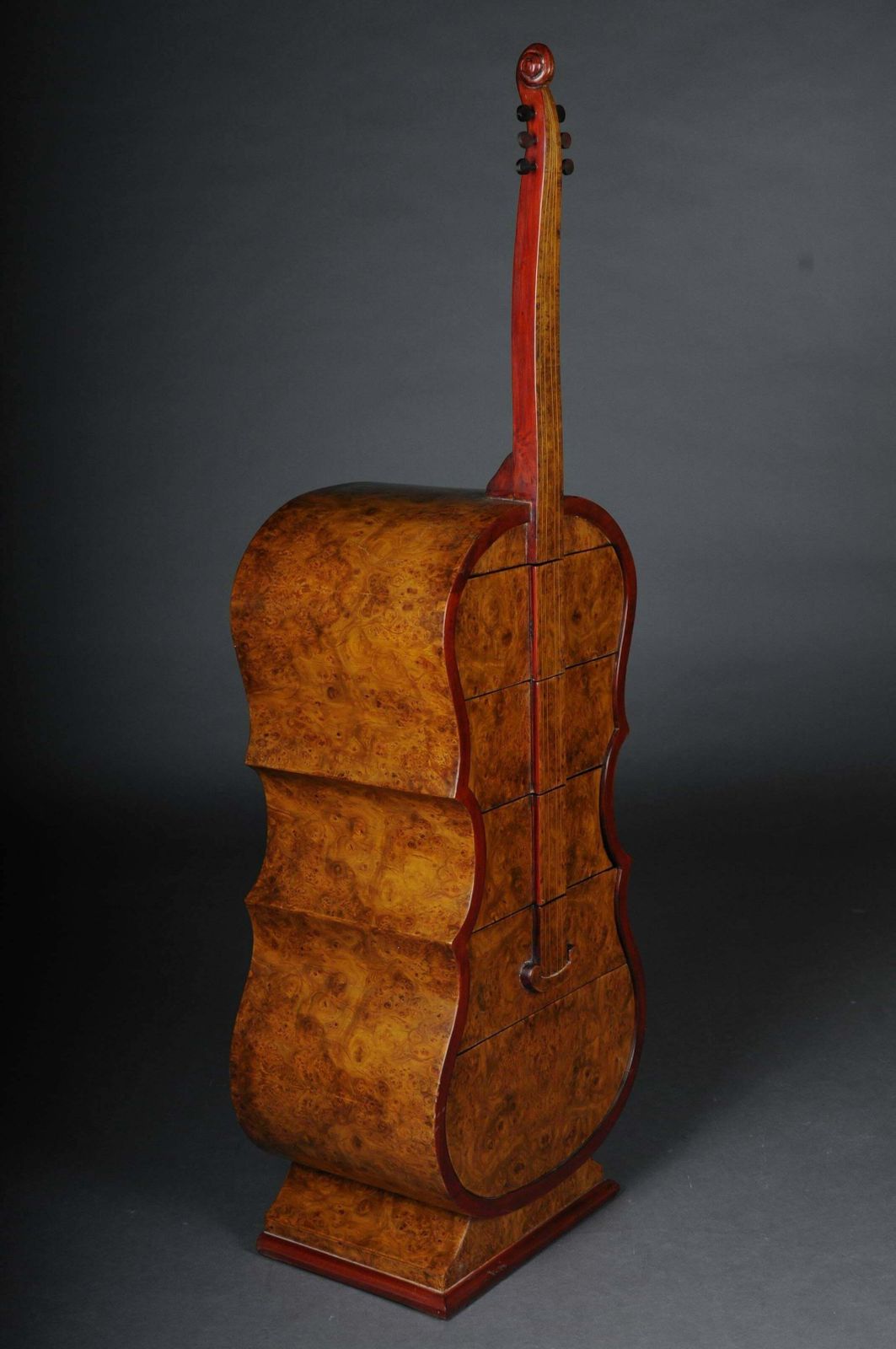 Curious Designer Chest Of Drawers As Double Bass In Maple Root Veneer photo furniture