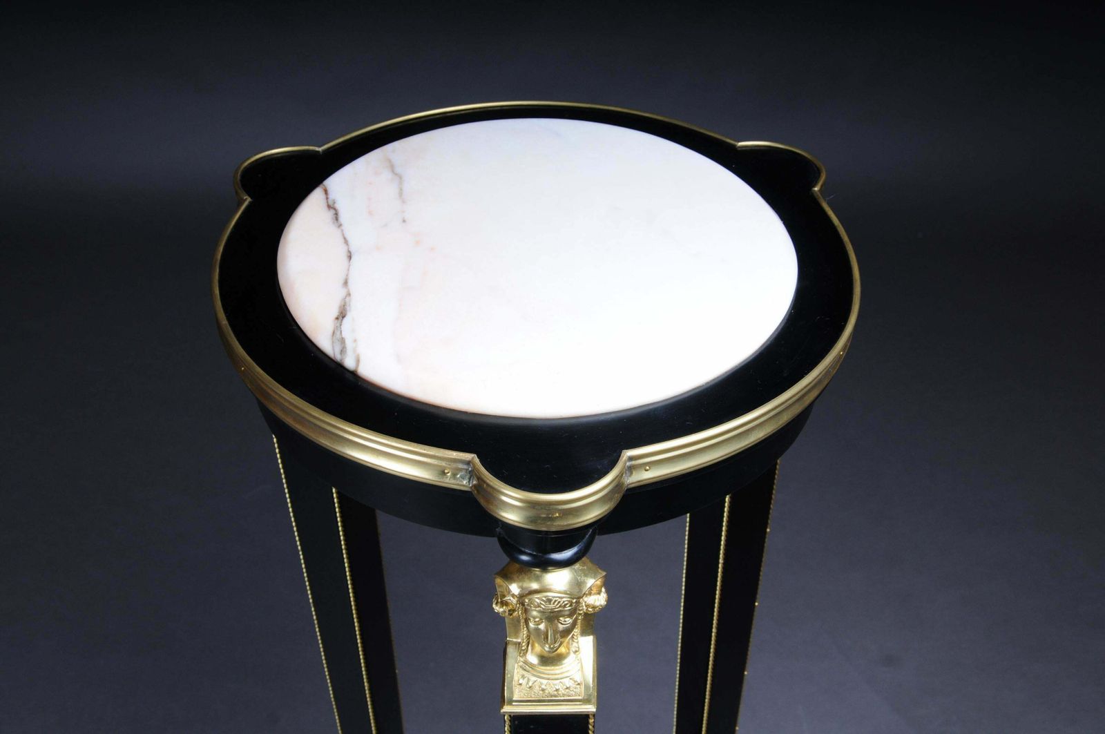Classic Ebonised Karyadite Pillar / Pedestal In Empire Style photo buy