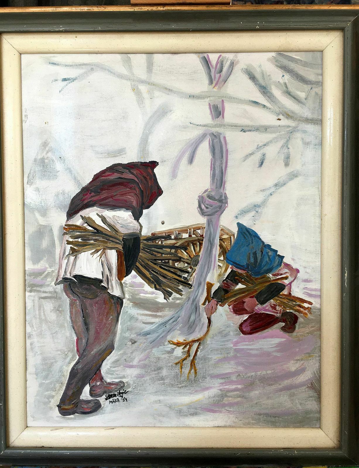 Retro Painting / Oil On Cardboard